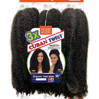 3X Cuban Twist 16" 180G Extensions de cheveux au crochet Afro Kinky ignifuges style queue de cheval naturelle pour tressage à prix abordable