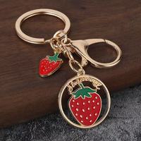 Leuke legering mode fruit sleutelhanger watermeloen aardbei kers hanger creatieve tas charme student rugzak paar handtas