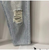 Nouvelle version 2026 de Jeans Meichao MIXED EMOTION, pantalon droit tendance et décontracté, style urbain, avec strass, polyvalent