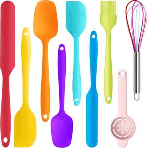 Espátula de silicona antiadherente, resistente al calor, colorida, para cocina, hornear, mezclar, sin BPA, apta para lavavajillas, 9 piezas - Product Image 1