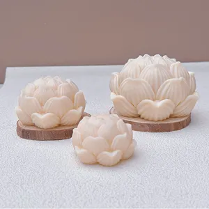 Early Riser Large Blooming lotus scented candles silicone mold plaster soap candle mold cake tools home decor mouldings