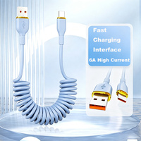 Câble USB Type C 6A pour voiture, chargeur de téléphone anti-casse et anti-emmêlement, câble de charge 100W pour ordinateur portable