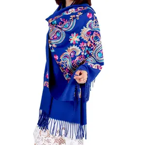 GEERDENG New Luxury Styles Double-sided Flower Embroidered Cashmere Wrapping Shawl Warm Kashmir Scarf Pashmina for Poland