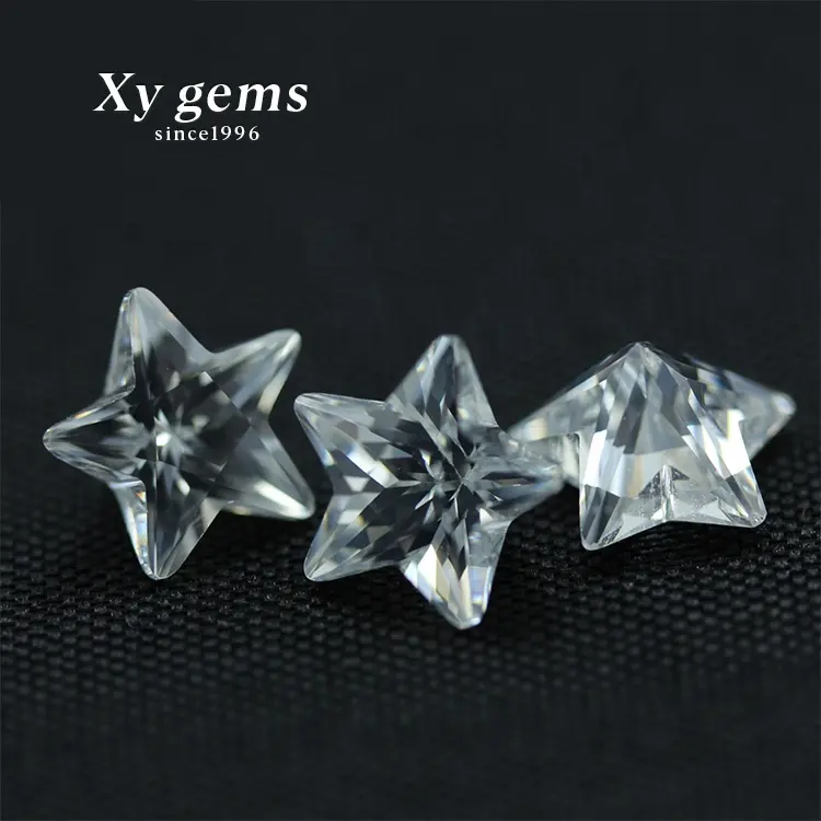 Star CutสีขาวใสCubic Zirconia Czหิน