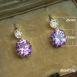 Orecchini Pendenti Geometrici Minimalisti Viola per Donne, Eleganti Gioielli che Valorizzano il Viso - Product Image 5