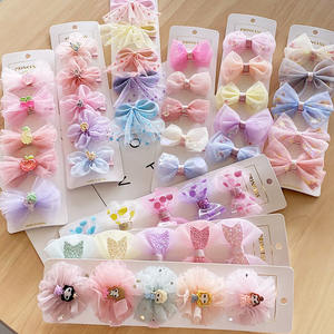 5 New Designer Little Girl Kids Princess accessori per capelli Set Bowtie Hairclip Tulle <span class=keywords><strong>Goody</strong></span> Doll fiocchi per capelli per bambini con clip - Product Image 1