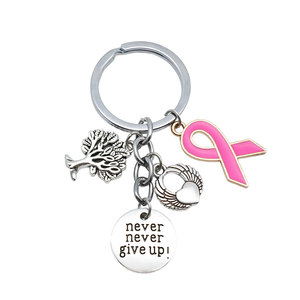 Portachiavi Creativo in Lega Argento Stile Antico con Albero della Vita, Ali, Cuore e Scritta '<span class=keywords><strong>NEVER</strong></span> <span class=keywords><strong>GIVE</strong></span> <span class=keywords><strong>UP</strong></span>' - Product Image 5