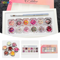 En gros 12 Couleurs Saint Valentin Nail Glitter Kit avec Pinceau Paillettes Professionnel pour Nail Art Salon DIY Cadeau Romantique