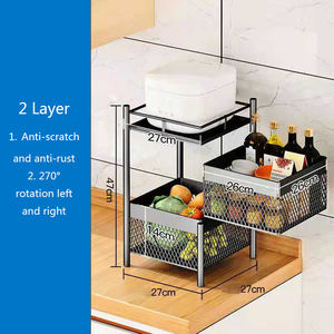 Groothandel Huishoudelijke Vierkante Draagbare Roterende Keukenplank Vrij Van Vloer Multi-Layer Groente Fruit Rek - Product Image 4