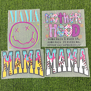 Autocollants en vinyle thermocollants pour la fête des mères, prêts à être pressés à chaud, transferts sérigraphiques Plastisol Mama DTF pour t-shirts - Product Image 1
