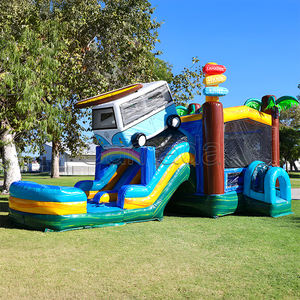 Château Gonflable Thème <span class=keywords><strong>Surf</strong></span> Van avec Toboggan et Piscine – Combo Bouncy Castle en PVC pour Enfants - Product Image 1