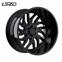 Jantes tout-terrain LSDZ 20 22 pouces Flow Formed Noir Brillant 8x170 8x180 6x139.7 pour Ford F150 F250 Silverado Ram 2500
