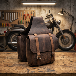 Sac de selle western en cuir véritable pour cheval et moto, fait main, sculpté à la main, avec accessoires en acier inoxydable, taille personnalisable - Product Image 3