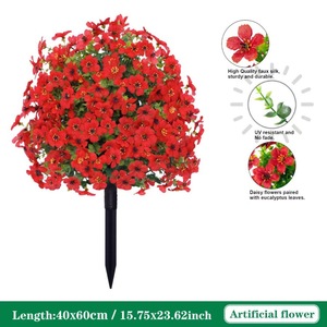 Arbuste artificiel en plastique résistant aux intempéries et aux UV, 60 cm, avec piquet de fixation au sol, pour jardin vertical, ornement de cimetière, durée de vie 3-5 ans - Product Image 5