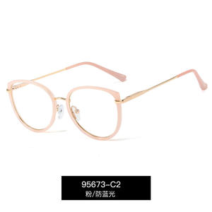 MS 95673 TR90 phong cách của phụ nữ thời trang Kính quang học dễ thương kim loại khung màu xanh ngăn chặn ánh sáng phong cách cổ điển tùy chỉnh Kính mắt <span class=keywords><strong>Frames</strong></span> - Product Image 3