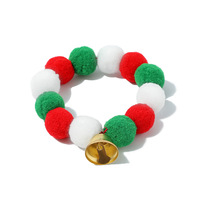 Collier de Noël pour animaux de compagnie, best-seller, avec élastique et boules moelleuses, article décoratif mignon pour animaux.