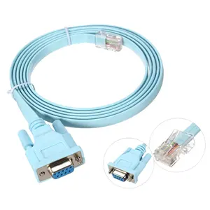 Custom 8 Pin Mini Flat Rs232 Rj45 To Db9 To Rj45 Adapter Plug Cord Cable Db9 Female To Rj45 Cable 2m