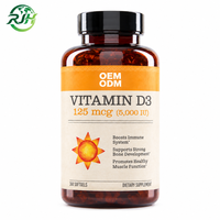 Capsules de vitamine D3 5000 UI en gélules molles OEM avec 125 mcg, complément alimentaire, étiquette privée, complément de vitamine D3