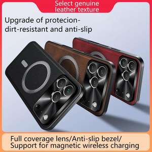 Étuis de téléphone portable <span class=keywords><strong>en</strong></span> <span class=keywords><strong>cuir</strong></span> magnétique Texture <span class=keywords><strong>pour</strong></span> <span class=keywords><strong>iPhone</strong></span> 17 16 15 14 13 <span class=keywords><strong>Pro</strong></span> <span class=keywords><strong>Max</strong></span> Couverture antichoc Lentille de charge sans fil Funda Back - Product Image 6