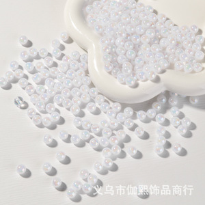 Laser Iridescent 8mm Round <b>Beads</b> Transparent Ab Color Plastic Resin <b>For</b> <b>Bracelet</b> Making Jewelry Accessories - Product Image 2