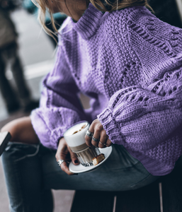 Maglione Invernale da Donna Taglie Forti in Cashmere Tinta Unita 8 Colori con Collo Alto e Maniche Lunghe - Product Image 6