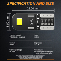 Ampoules LED Canbus JiaChi T10 W5W 147 194 501 2835 2SMD sans erreur pour éclairage intérieur de voiture, tableau de bord, feux de stationnement et plaques d'immatriculation 12V