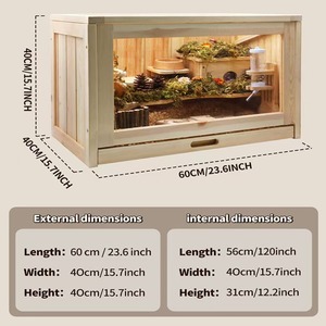 Jaula de Madera Maciza para Hámster con Diseño Panorámico Transparente, Casa para Mascotas de Múltiples Niveles con Cajones, Hábitat de Madera para Animales Pequeños - Product Image 4