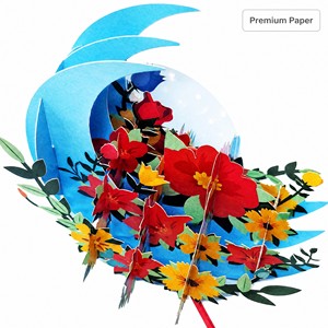 Carte de vœux 3D en forme de fleur, imprimée UV, en papier découpé ajouré, carte cadeau, décoration pour anniversaire, mariage, motif fleur de lune - Product Image 4
