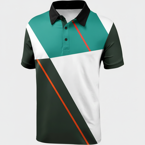 Polo de golf à logo personnalisé 100% polyester séchage rapide respirant noir blanc bande polo régulier de haute qualité polo pour hommes - Product Image 1