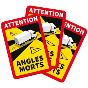 Custom Blind Spot Warning Signs Attention Angles Morts Stickers For Car Weatherproof Self-Adhesive Sticker
