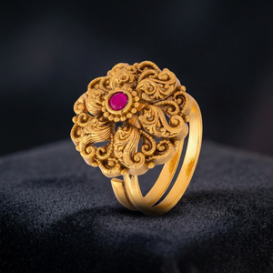 Montre-bague réglable de style antique, finition or poli, sertie de rubis naturels, tendance et élégante, pour femme, idéale pour mariage chrétien - Product Image 3