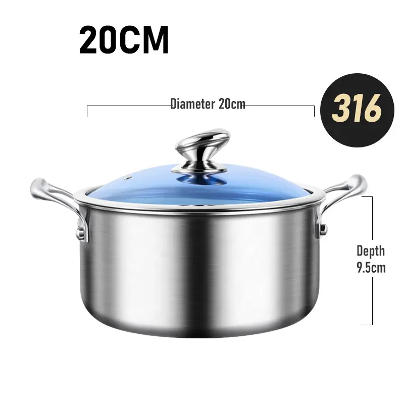 KENGQ Cooking Pots Non Stick 26cm 3 Layer Stainless Steel Cooker Soup Pot 3ply Honeycomb Pot