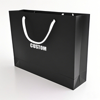 Grands sacs d'emballage en carton noir de luxe avec impression de logo personnalisé Sac cadeau d'emballage en papier pour petites entreprises