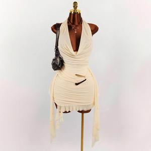 Nouvelle Robe <span class=keywords><strong>de</strong></span> Soirée Printemps 2026 <span class=keywords><strong>pour</strong></span> <span class=keywords><strong>Femme</strong></span> – Élégante, Dos Nu, Col en V, Coupe Ajustée et Froncée - Product Image 4