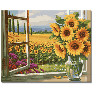 <span class=keywords><strong>Van</strong></span> <span class=keywords><strong>Gogh</strong></span> <span class=keywords><strong>girasoles</strong></span> DIY pintura por números Kit dibujado a mano flor pintura al óleo sobre lienzo para adultos principiantes arte - Product Image 4