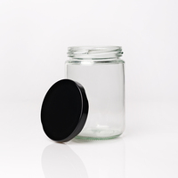 Pot en verre rond de vente chaude de 400ml avec couvercle en métal pour le cornichon de confiture de miel de sauce