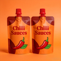 Sachets en plastique personnalisés imprimés avec bec verseur, étanches et haute barrière, pour sauce chili