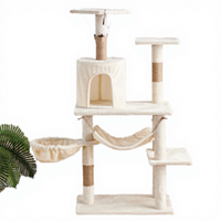 Arbre à chat en bois de luxe multicouche, cadre d'escalade, hamac, condo, chatons, poteau à gratter en bois interactif, peluche