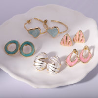 Boucles d'oreilles clous tendance pour femmes NYH, style rétro minimaliste, accessoires géométriques simples, plaqué or, effet goutte d'huile