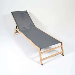 Extérieur Grain de <span class=keywords><strong>Bois</strong></span> Fer Tube Portable Camp Pliable Soleil <span class=keywords><strong>Lit</strong></span> Moderne Jardin Meubles Coastal Beach Chaise Lounge - Product Image 1