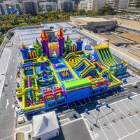 Grand parc aquatique gonflable commercial, parcours d'obstacles, parc d'attractions extérieur, château gonflable, toboggan, aire de jeux