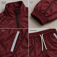 Ensemble de vêtements de sport deux pièces assorti, veste zippée en nylon léger de haute qualité avec passepoil contrasté et short