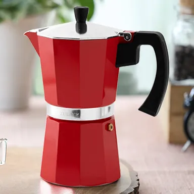 เตาอิตาเลียนมินิเอ็กซ์เพรสสีสันสดใสเกรดอาหารใหม่1 2 6cup เครื่องชงกาแฟ Moka สำหรับร้านกาแฟบาร์บ้าน