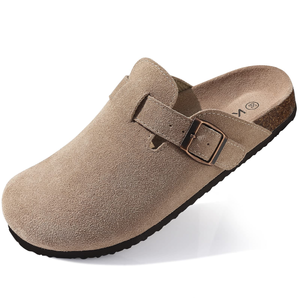 Wholesale Genuine Suede <strong>Closed</strong> <strong>Toe</strong> Autumn Clogs Cork Foot Bed Leather <strong>Mules</strong> Comfortable Casual Potato Shoes with Arch Support - Product Image 1