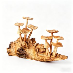 Statuetta <span class=keywords><strong>di</strong></span> Fungo in Resina Artigianale con Base a Radice, Regalo Decorativo Rustico Unico per Amanti della Natura - Product Image 1