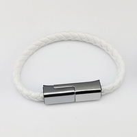 Kabel Data Pengisi Daya Cepat Ponsel Modis Micro USB C 8Pin Hitam Model Gelang Tahan Air