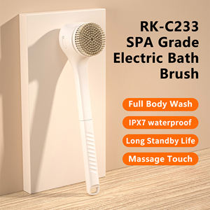 Brosse de massage électrique avec manche long ABS étanche et épurateur de corps souple en plastique pour la tête et la peau - Product Image 1