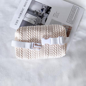 Cajas de Papel con Textura de Espiga de Trigo de Color Sólido Puro Personalizadas, Portapañuelos de Papel, Caja de Almacenamiento de Pañuelos para Automóvil, Caja de Pañuelos de Tela Crema - Product Image 5