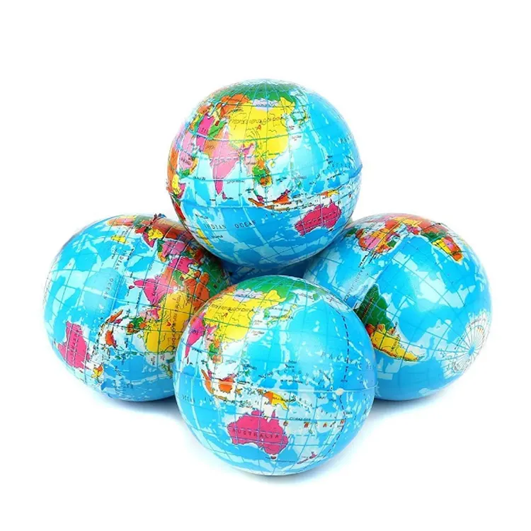 Confezione da 12 Mini antistress educativo Squeeze Earth Ball Globe <span class=keywords><strong>pu</strong></span> <span class=keywords><strong>anti</strong></span> <span class=keywords><strong>Stress</strong></span> ball fidget toy per bambini adulti