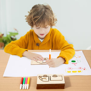 Nouveaux pochoirs à colorier en bois réutilisables amusants pour enfants, jouet de <span class=keywords><strong>dessin</strong></span> creux, jouet de coloriage pour la maternelle - Product Image 2